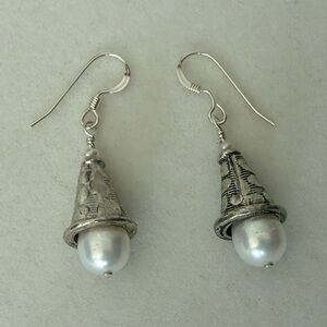 Elegant Sterling Silver Pearl Drop Earrings